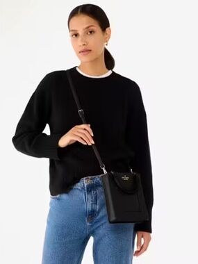 Kate Spade New York Lena Black Pebbled Leather Mini Tote Crossbody Purse Bag